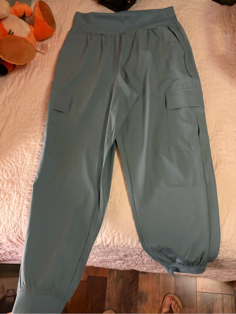 Casual women’s Cargo Jogger Pants - Dusty Teal